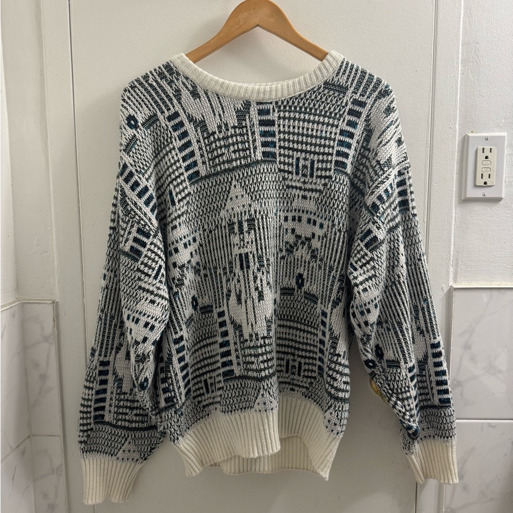 Vintage Tip Top Geometric Knit Sweater | Oversized 80s/90s Patterned Pullover